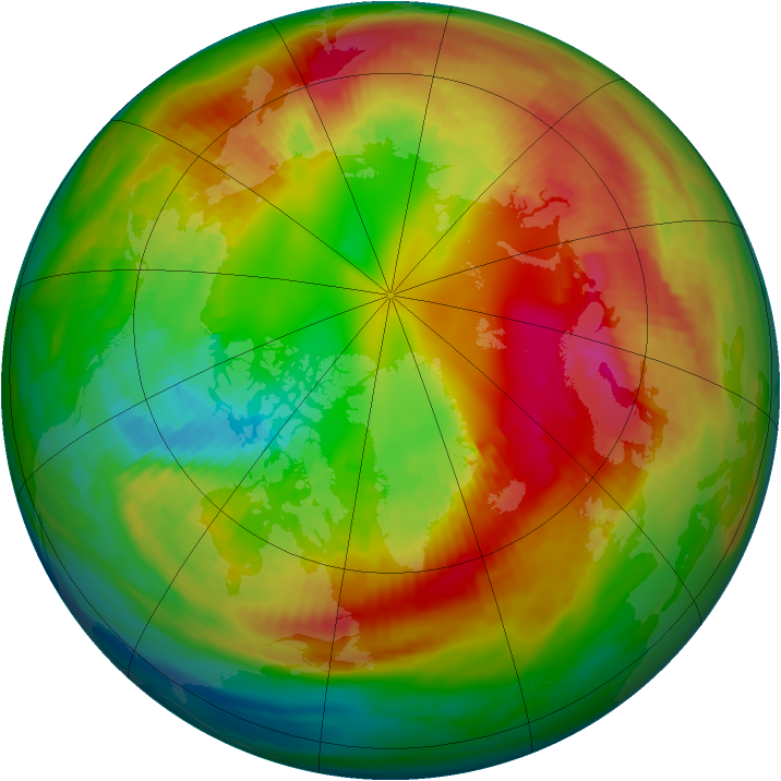 Arctic ozone map for 16 February 1989